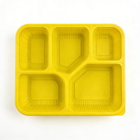 Boîtes en plastique PP jetables personnalisables à 5 compartiments pour bento, restauration rapide, sûres, recyclables, de qualité alimentaire, avec couvercles