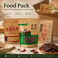 Sacs d'emballage personnalisés pour bœuf séché, pochettes verticales en papier kraft avec fenêtre à fermeture éclair, conformes FDA GRS SGS pour les snacks à base de viande