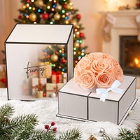 Heimdekoration Geschenk Kuppel Blumenarrangement Unsterbliche Ewige Rose Konservierte Blume in Geschenkbox