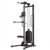 Station de musculation multifonction noire en acier avec système de câbles croisés, pour Lat Pulldown et entraînement de la pagaie basse