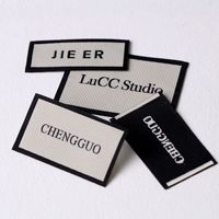 T-shirt personnalisé Marque privée Logo Tag Rectangle Textile Cou Luxe Imprimé Haute Densité Vêtement Etiquettes Tissées pour Vêtements
