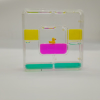 Ornement sensoriel carré multicolore avec canard flottant et mouvement liquide, minuteur à bulles, goutte d'eau, jouet apaisant, souvenir, cadeau