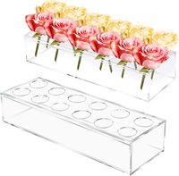Présentoir rectangulaire en acrylique transparent personnalisé pour fleurs, design élégant et luxueux, lavable, sérigraphie/gravure