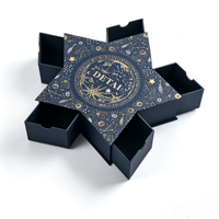 Boîte cadeau rigide personnalisée en forme d'étoile avec compartiment tiroir pour gâteaux de lune, parfums, cosmétiques et rangement domestique