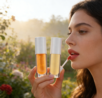 Huile à Lèvres Liquide Hydratante Végétalienne Teintée, Sans Cruauté Animale, Marque Privée, 5g, Arôme Minéral, Vente en Gros