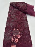 NI.AI Nouveau style Tissu en dentelle florale brodée, dentelle perlée à sequins, tissu en dentelle perlée, dentelle filet à sequins, tissu perlé