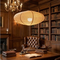 Lampe suspendue ovale en tissu faite à la main de style rétro, hauteur réglable, pour hôtel, projet commercial