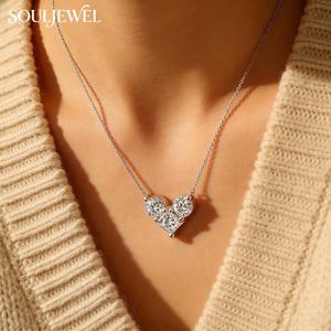 Collar de Plata de Ley 925 con Baño de Rodio y Moissanita en Forma de Corazón Sólido, Elegante Colgante de Amor, Joyería Clásica para Uso Diario, Certificado GRA, Regalo - Product Image 5