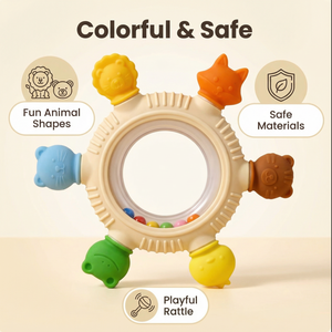 Mordedor de Silicona para Bebés, Sonajero de Silicona, Juguete de Dentición para Bebés de 6 a 12 Meses - Product Image 3