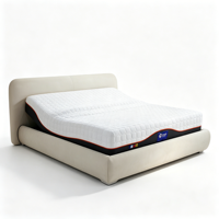 Base de Cama Moderna Tapizada en Cuero Genuino, con Plataforma de Láminas de Madera Sólida, Tamaño Queen/King, con Cabecera Alta, para el Hogar