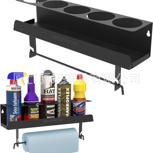 Bottle And Jar Storage <b>Rack</b> Black Wall Mounted Shelf With Toilet Paper Holder Multi Function <b>Kitchen</b> Organizer 6-7.9in Height - Product Image 4