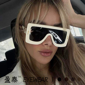 Y2K Futuristic <b>Oversized</b> <b>Sunglasses</b> Women UV400 PC Frame Grey Outdoor Fashion Glasses - Product Image 1