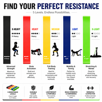 Juego de Bandas de Resistencia al por Mayor, 5 Niveles, Bandas de Látex en Bucle para Ejercicio, Yoga, Glúteos, con Logotipo Personalizado, Equipo de Gimnasio