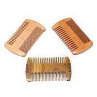 Peigne de barbe en bois naturel pour hommes, étiquette privée, double dents, moustache, bon marché, nouveau style,