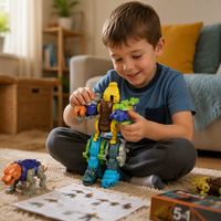 Figurines d'animaux à assembler soi-même 5 en 1, transformables en robot, jouet éducatif STEM pour enfants
