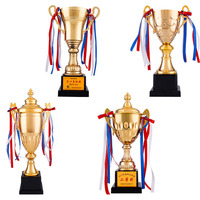 Trophée en métal Champions Trophée de football personnalisé en usine Trophée de coupe en cristal avec conception de base en bois en plastique