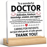 Plaque décorative rectangulaire minimaliste et élégante en acrylique transparent 2D, imprimée UV, découpée au laser, pour la reconnaissance des médecins