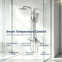 Système de robinetterie de douche et de bain mural moderne en chrome poli avec affichage numérique et jet de pluie, à commande unique, pour salle de bain