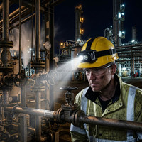 Faro LED ad alta potenza per elmetto da lavoro, torcia frontale ricaricabile USB, impermeabile e antideflagrante per uso industriale