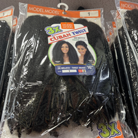 3X Cuban Twist 16" 180G Extensions de cheveux au crochet Afro Kinky ignifuges style queue de cheval naturelle pour tressage à prix abordable