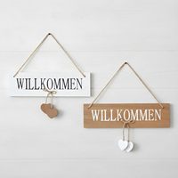 Lot de 2 Panneaux de Bienvenue en MDF, Cœur en Bois, Décoration Murale pour Porte de Ferme, Décoration de Porte, Décoration de Bienvenue