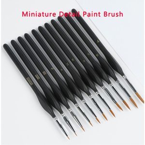 Set di <span class=keywords><strong>pennelli</strong></span> professionali in Nylon <span class=keywords><strong>per</strong></span> acquerelli in miniatura e dettagli piatti rotondi con manico in plastica di legno nero <span class=keywords><strong>per</strong></span> artisti - Product Image 6