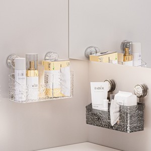 Suction Cup Wall Mounted <b>Storage</b> <b>Rack</b> Rectangle Polished Punch Free Bathroom Cosmetic Organizer - Product Image 1