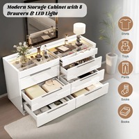 Commode moderne en bois MDF blanc sur mesure avec 6 tiroirs, poignées métalliques, écologique, pour chambre à coucher, appartement, salon