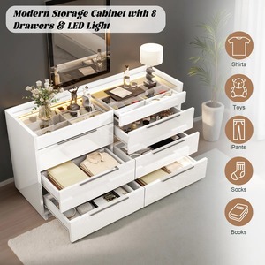 <span class=keywords><strong>Commode</strong></span> moderne en bois MDF blanc sur mesure avec 6 tiroirs, poignées métalliques, écologique, pour chambre à coucher, appartement, salon - Product Image 2
