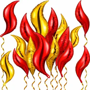 Fire Foil Balloon Gold Red S-shaped Helium Balloon Kids Toys Fire Truck Firefighter Birthday Party Decorations Red Flame Ball