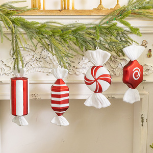 <b>Red</b> White Christmas Candy <b>Ornaments</b> Peppermint Lollipop Shaped Hanging Decor Christmas Tree Pendant - Product Image 1