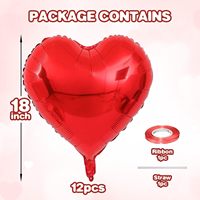 12 ballons en forme de cœur rouge de 18 pouces, ballons en feuille d'aluminium pour la Saint-Valentin, la fête des mères, les mariages, les cadeaux de mariage, les anniversaires, la décoration de fête