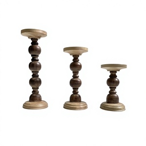 Bougeoir en bois naturel de conception créative décoration de la maison bougeoir fait main indien de style nordique pour la décoration au meilleur prix - Product Image 1