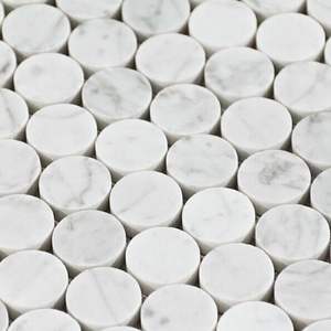 מודרני <span class=keywords><strong>1</strong></span>/2/3 גודל שבב אינץ 'מושחץ ביאנקו משיש פסיפס לבן עגול 4 מ "מ קיר מלאי בית מלון - Product Image 1