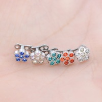 Perhiasan Tindik Dermal Anchor Bunga Freya Stainless Steel Zircon Micro Dermal Anchor Ulir Dalam untuk Tulang Selangka
