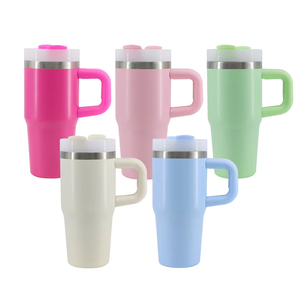 Custom Logo 14oz Stainless Steel <b>Double</b> <b>Wall</b> Vacuum Insulated BPA-Free Leak-Proof Kids Travel Tumbler Handle Straw Spoon 6-12hr - Product Image 1