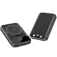 Nouvelle batterie externe magnétique sans fil tendance 10000 mAh, avec 3 câbles intégrés et écran, charge rapide 22,5 W pour smartphone