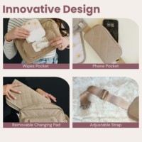 Sac banane bandoulière réglable, mini sac à couches portable avec poches zippées, sac de voyage en nylon pour bébé, idéal pour les mamans