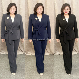 ชุดสูททำงานผู้หญิงไซส์ใหญ่ OEM แบบเป็นทางการ ชุดสูททำงาน 2 ชิ้น สำหรับสุภาพสตรีนักธุรกิจ - Product Image 1