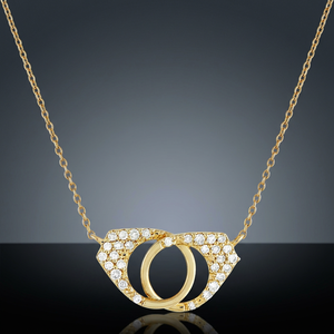 Collier pendentif géométrique en diamant en or jaune, design minimaliste, chaîne à maillons, unisexe, à porter au quotidien - Product Image 3