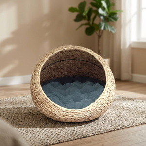 Vente en gros de lits pour chats en jacinthe d'eau tissés à la main, écologiques, avec coussin moelleux, pour chats, en provenance du Vietnam - Product Image 3
