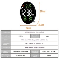 Reloj de Pared Digital Semanal con Pronóstico del Tiempo, de Doble Uso (de Pie y Colgante), con Temperatura, Humedad y Control Remoto