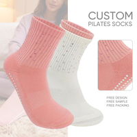 Chaussettes de yoga personnalisées en jacquard avec paillettes et strass pour Pilates, différents styles