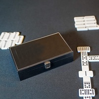 Ensemble de dominos 28 carreaux avec étui en cuir noir jeu de dominos pour jeux de société classiques