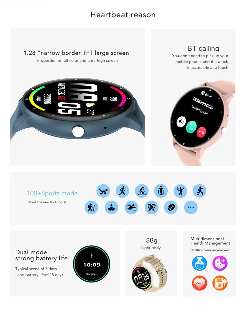 ZL02C Pro Fashion Smart Watch for Men and Women  BT Calling Fitness Tracker relojes inteligentes de moda