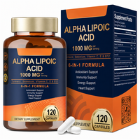 Acide alpha-lipoïque 1000 mg en capsules avec curcuma, vitamines C, E, B12, sélénium, complément alimentaire, 120 capsules, formule 6-en-1