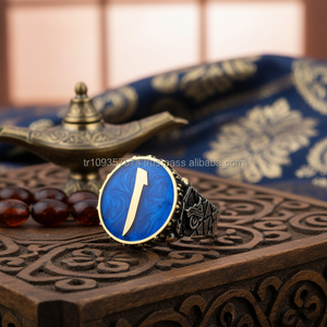 925K Sterling <b>Silver</b> Alif Enamel <b>Men</b> Tulip Islamic <b>Ring</b> - Product Image 3