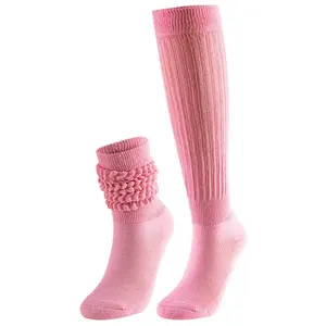 Yili 2024 meias femininas de malha, meias aquecedoras de perna alta e spandex, meias de inverno de malha com cabo, meias desleixadas