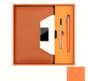 Coffret Cadeau Carnet et Stylo Orange avec Couverture Blanche Personnalisable pour Marquage de Marque et Cadeaux d'Entreprise en Gros - Product Image 1