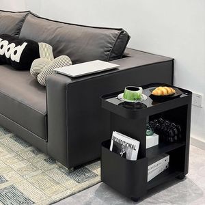 Table d'appoint noire pour canapé, table basse mobile, table de salon, chariot de luxe léger, table de <span class=keywords><strong>chevet</strong></span> <span class=keywords><strong>en</strong></span> <span class=keywords><strong>fer</strong></span> à roulettes, table de <span class=keywords><strong>chevet</strong></span> <span class=keywords><strong>en</strong></span> pierre, internet - Product Image 4